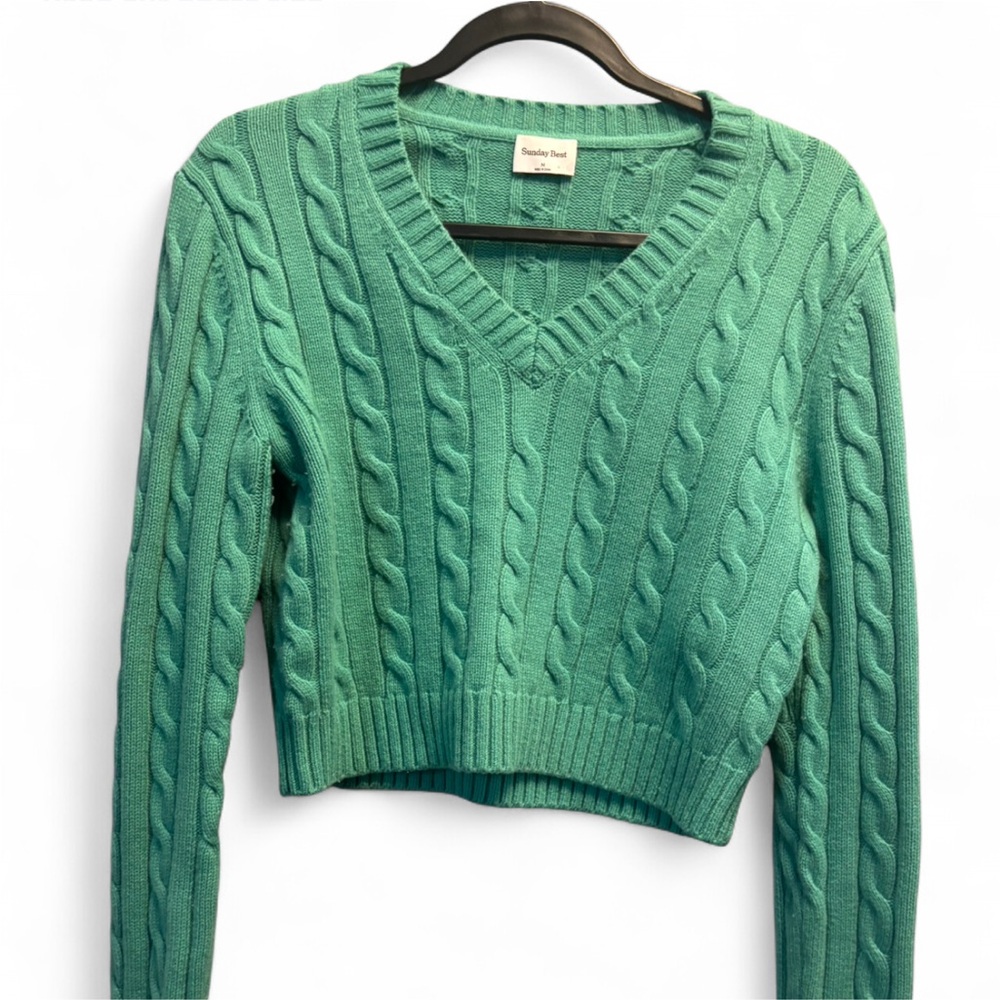 Sunday Best Green Cable Knit Sweater